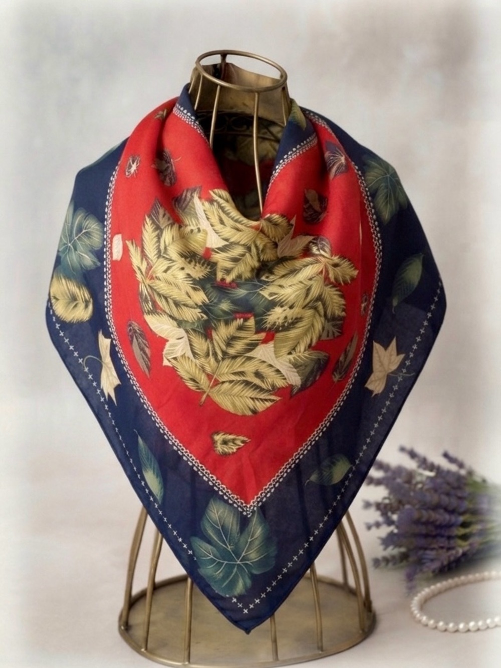Vintage Liz Claiborne Autumn Leaf Print Scarf